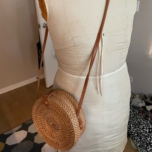 Rattan circle purse